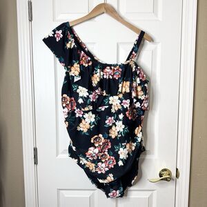 JCPenney Boutique Jessica Milagros Womens 3X Floral Ruffle One Piece Swimsuit